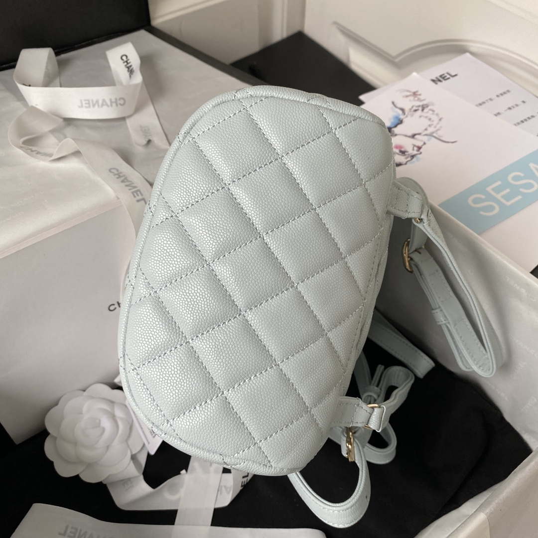 Chanel AS4058 Backpack Grained Shiny Calfskin & Gold-Tone Metal Light Blue - Default Title - View 6