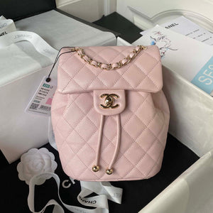 Chanel AS4058 Backpack Grained Shiny Calfskin & Gold-Tone Metal Pink - Default Title - View 1