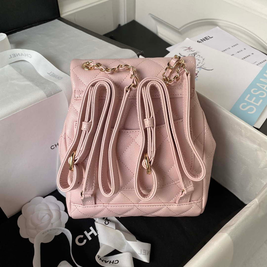 Chanel AS4058 Backpack Grained Shiny Calfskin & Gold-Tone Metal Pink