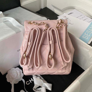 Chanel AS4058 Backpack Grained Shiny Calfskin & Gold-Tone Metal Pink - Default Title - View 2