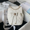 Chanel AS4058 Backpack Grained Shiny Calfskin & Gold-Tone Metal White - Default Title - View 1