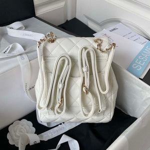 Chanel AS4058 Backpack Grained Shiny Calfskin & Gold-Tone Metal White - Default Title - View 2