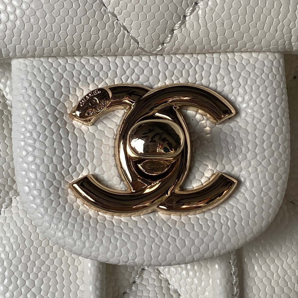 Chanel AS4058 Backpack Grained Shiny Calfskin & Gold-Tone Metal White