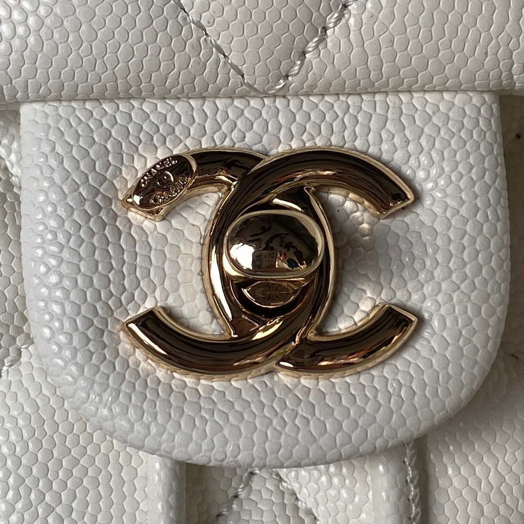 Chanel AS4058 Backpack Grained Shiny Calfskin & Gold-Tone Metal White - Default Title - View 3