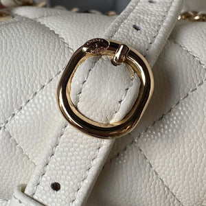 Chanel AS4058 Backpack Grained Shiny Calfskin & Gold-Tone Metal White - Default Title - View 4