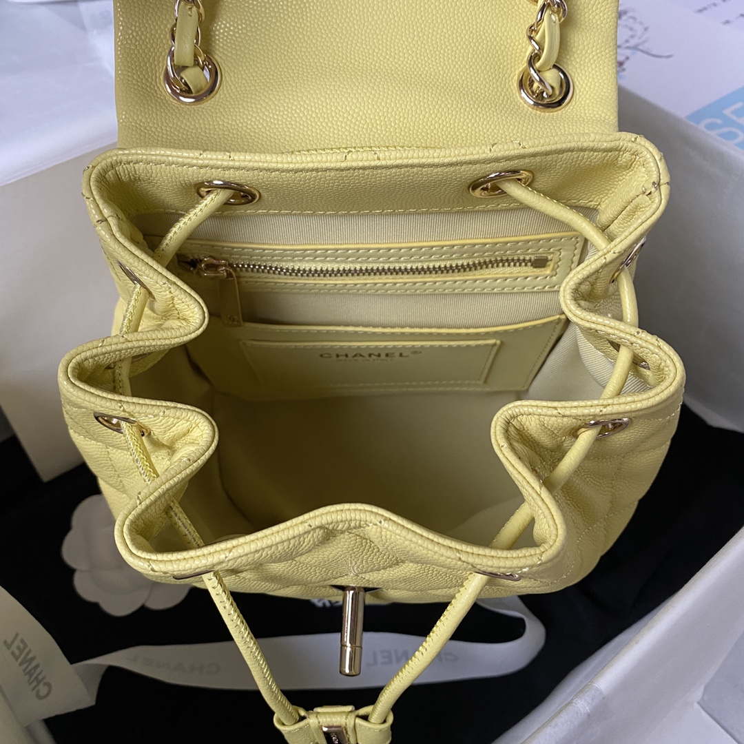 Chanel AS4058 Backpack Grained Shiny Calfskin & Gold-Tone Metal Yellow - Default Title - View 6