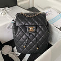 Chanel AS4059 Large Backpack Grained Shiny Calfskin & Gold-Tone Metal Black - Default Title - View 1
