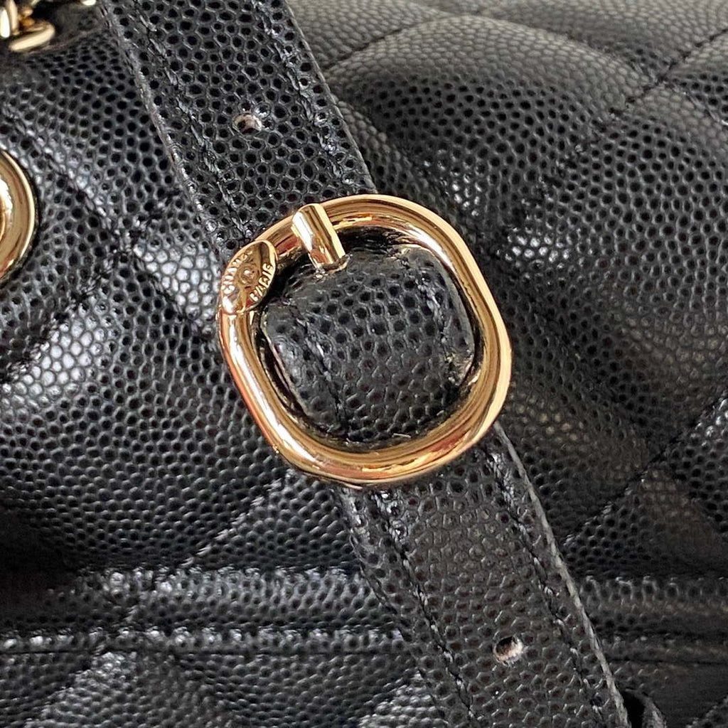 Chanel AS4059 Large Backpack Grained Shiny Calfskin & Gold-Tone Metal Black