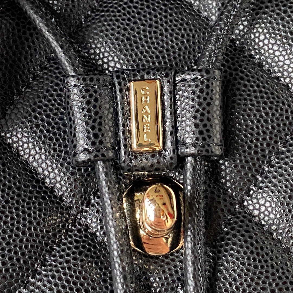 Chanel AS4059 Large Backpack Grained Shiny Calfskin & Gold-Tone Metal Black