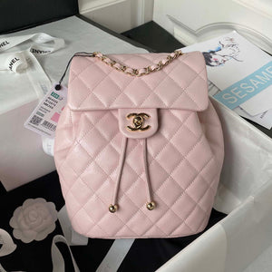 Chanel AS4059 Large Backpack Grained Shiny Calfskin & Gold-Tone Metal Pink - Default Title - View 1