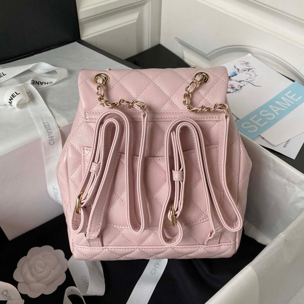Chanel AS4059 Large Backpack Grained Shiny Calfskin & Gold-Tone Metal Pink