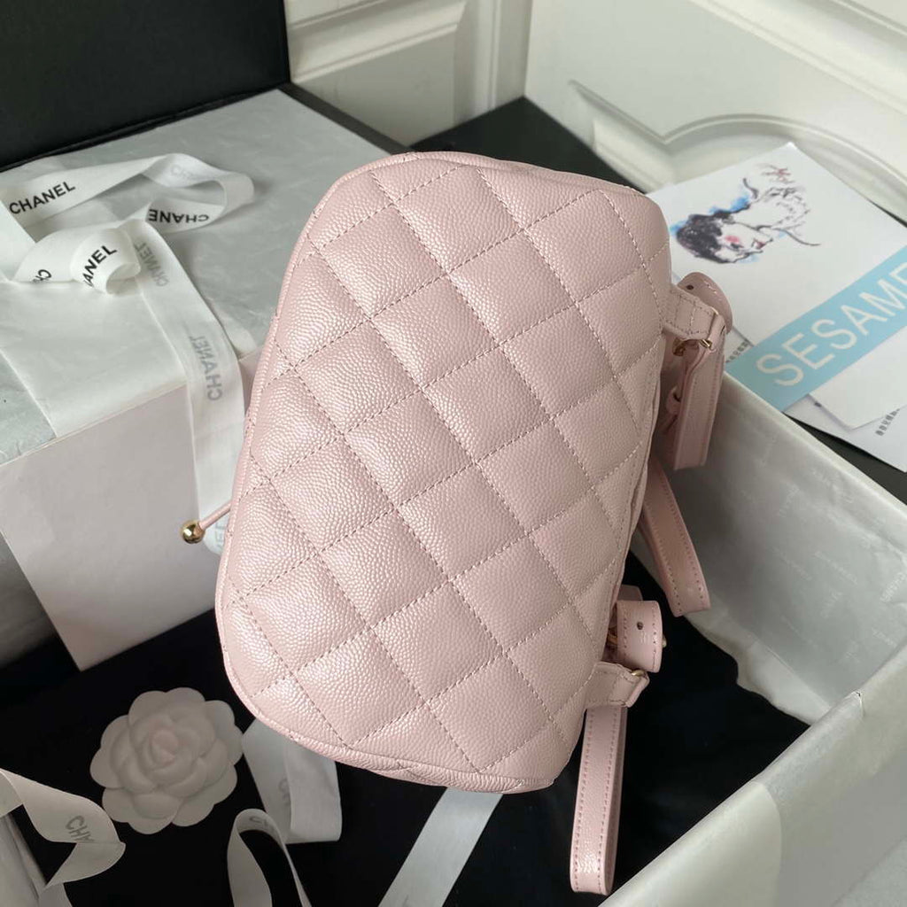 Chanel AS4059 Large Backpack Grained Shiny Calfskin & Gold-Tone Metal Pink