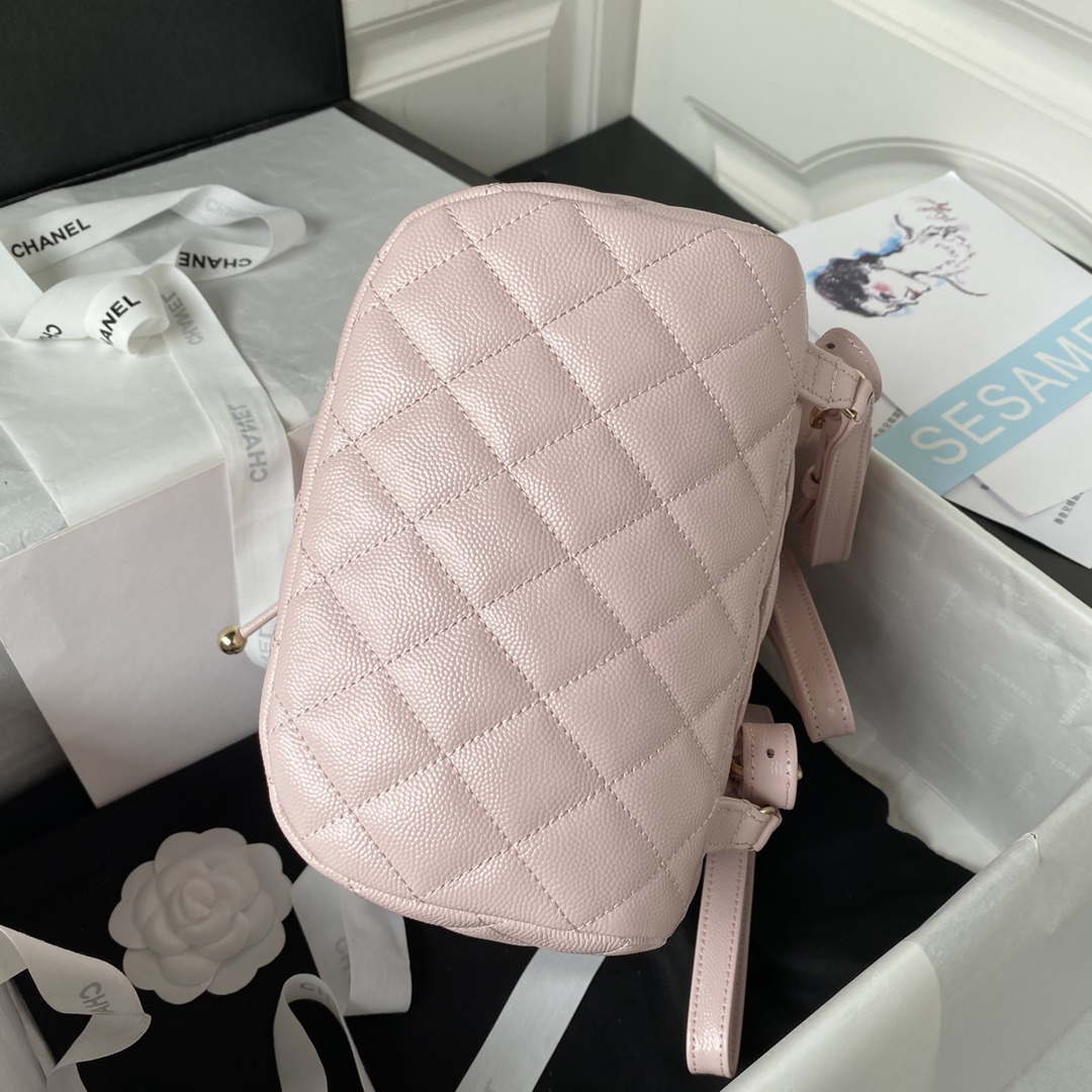 Chanel AS4059 Large Backpack Grained Shiny Calfskin & Gold-Tone Metal Pink - Default Title - View 6