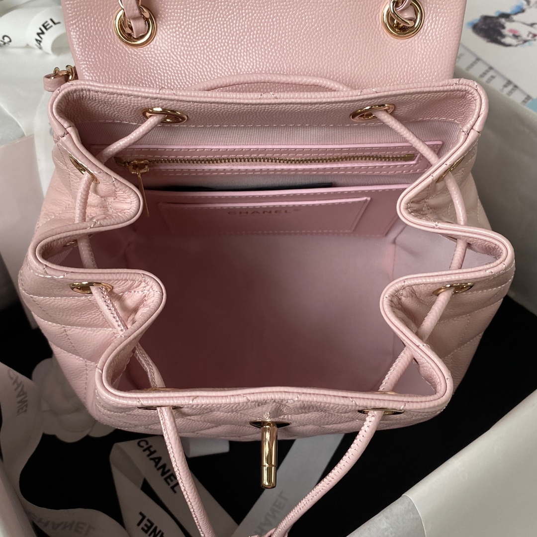 Chanel AS4059 Large Backpack Grained Shiny Calfskin & Gold-Tone Metal Pink - Default Title - View 7