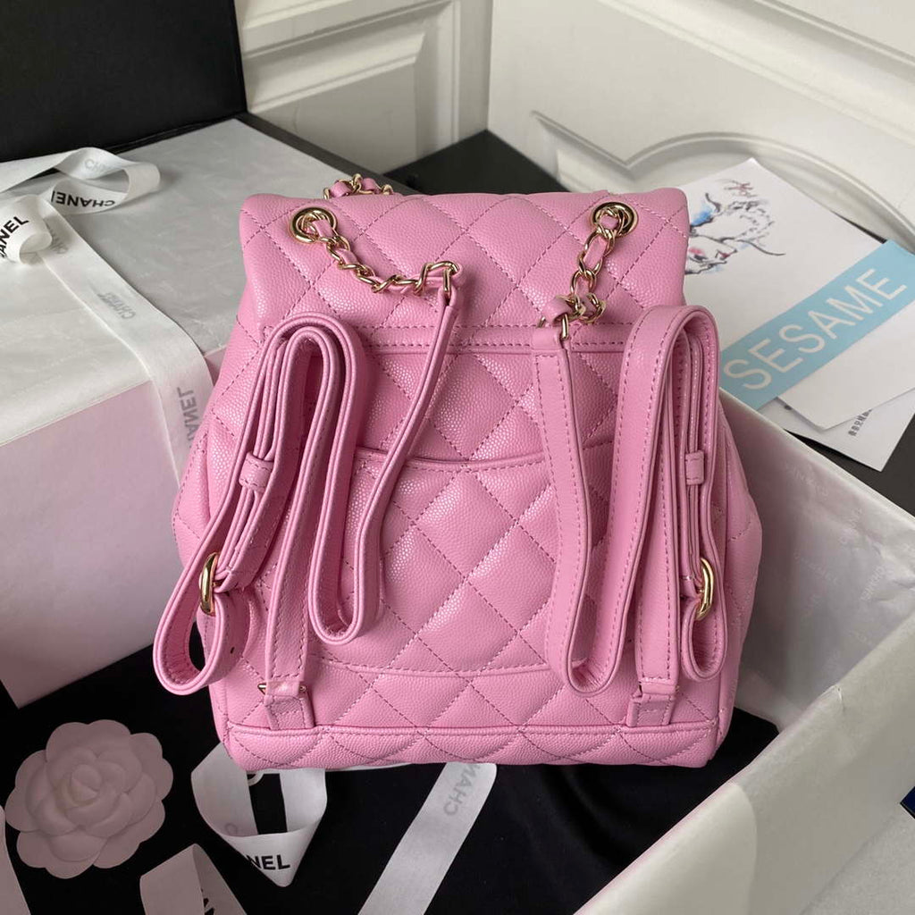 Chanel AS4059 Large Backpack Grained Shiny Calfskin & Gold-Tone Metal Rose Red
