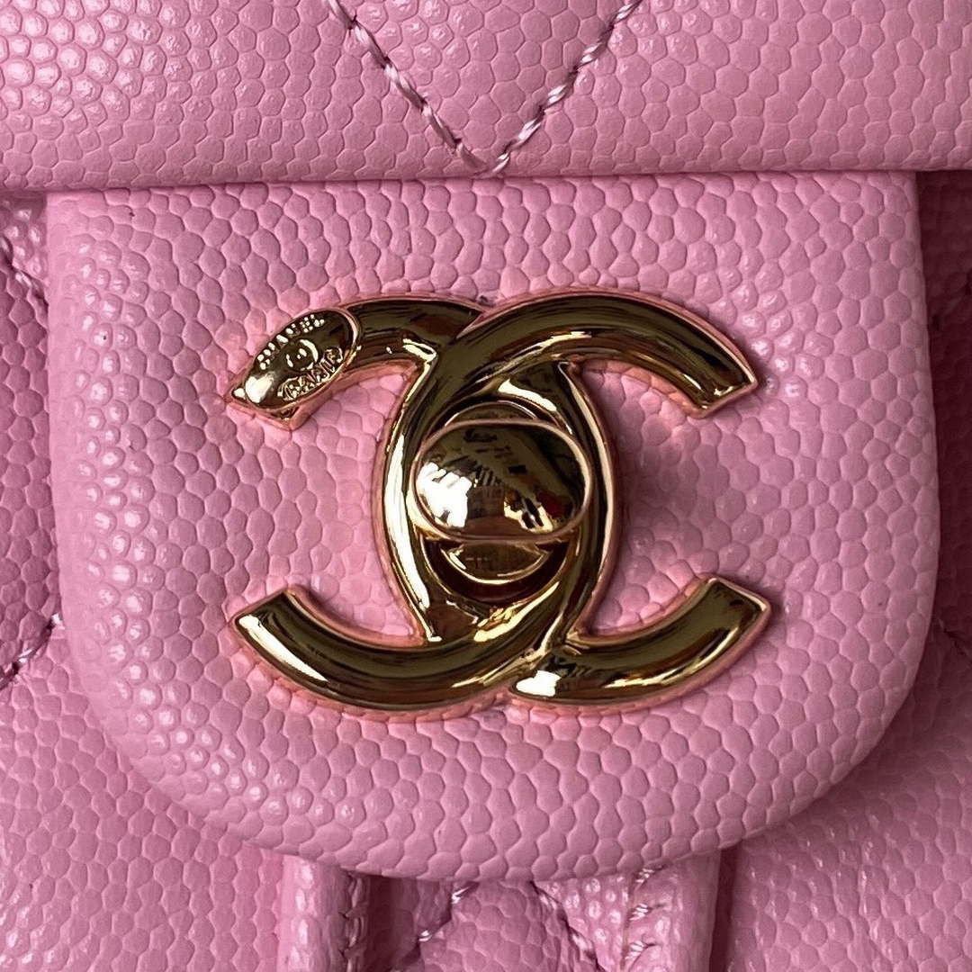 Chanel AS4059 Large Backpack Grained Shiny Calfskin & Gold-Tone Metal Rose Red - Default Title - View 3