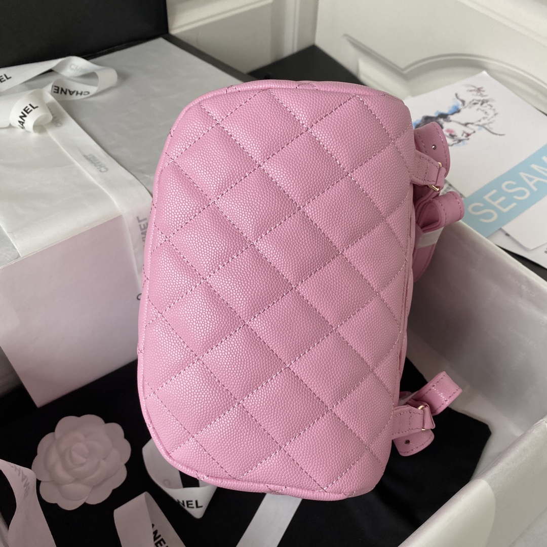 Chanel AS4059 Large Backpack Grained Shiny Calfskin & Gold-Tone Metal Rose Red - Default Title - View 5