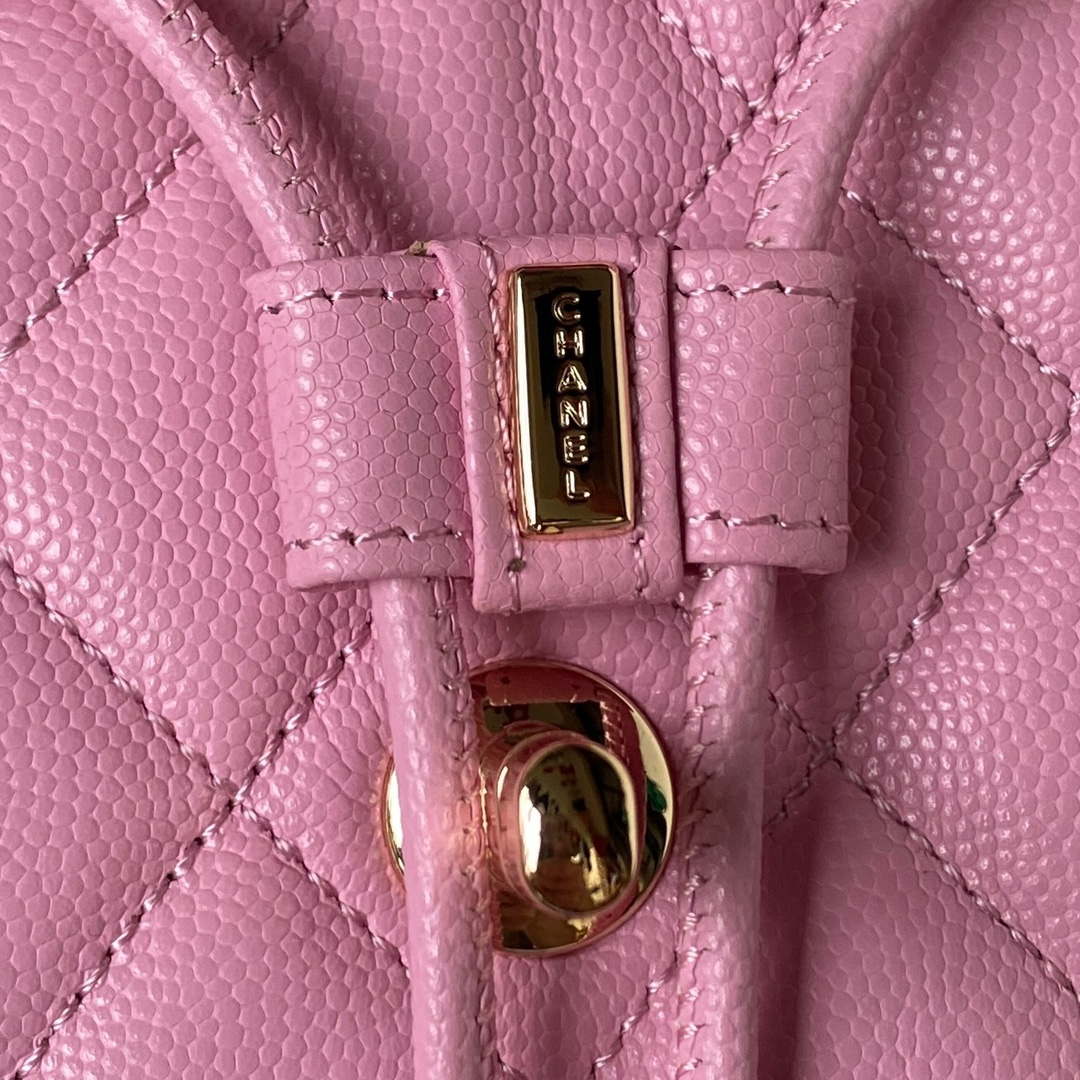 Chanel AS4059 Large Backpack Grained Shiny Calfskin & Gold-Tone Metal Rose Red