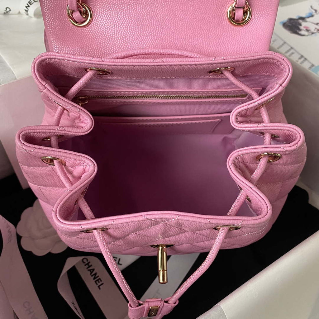 Chanel AS4059 Large Backpack Grained Shiny Calfskin & Gold-Tone Metal Rose Red