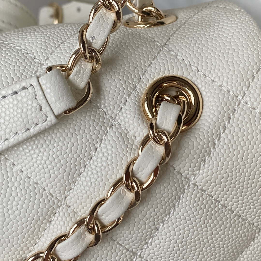 Chanel AS4059 Large Backpack Grained Shiny Calfskin & Gold-Tone Metal White - Default Title - View 9