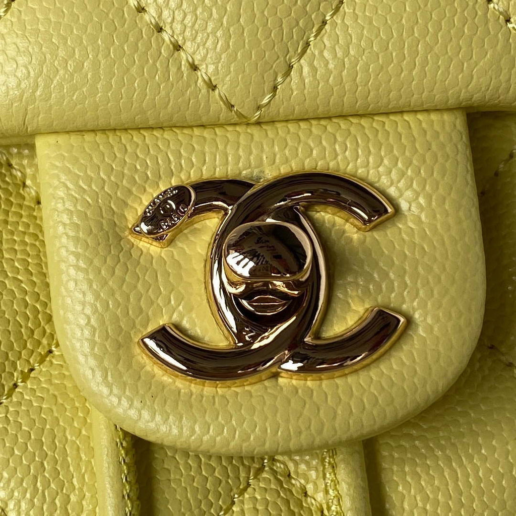 Chanel AS4059 Large Backpack Grained Shiny Calfskin & Gold-Tone Metal Yellow
