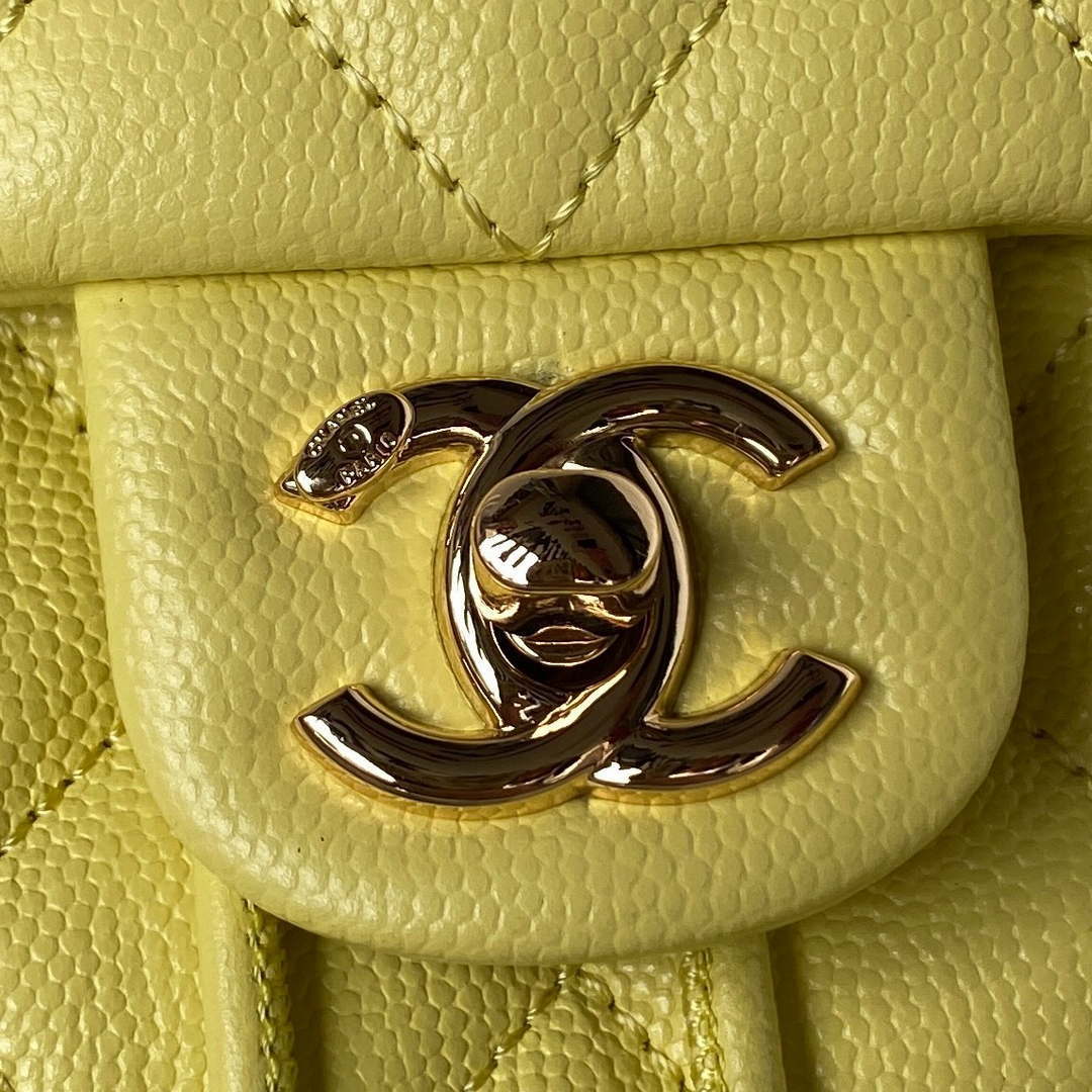 Chanel AS4059 Large Backpack Grained Shiny Calfskin & Gold-Tone Metal Yellow - Default Title - View 2
