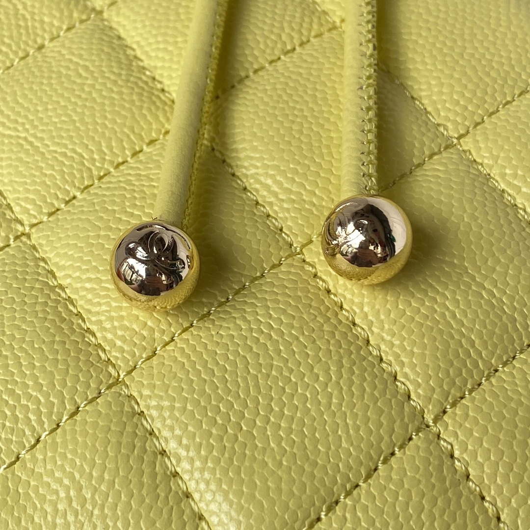 Chanel AS4059 Large Backpack Grained Shiny Calfskin & Gold-Tone Metal Yellow - Default Title - View 5