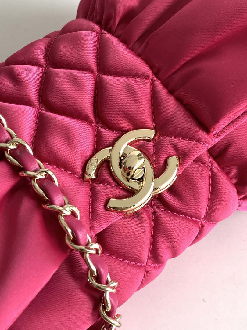 Chanel AS4098 23A Clutch satin bow evening bag Rose Red - Default Title - View 5