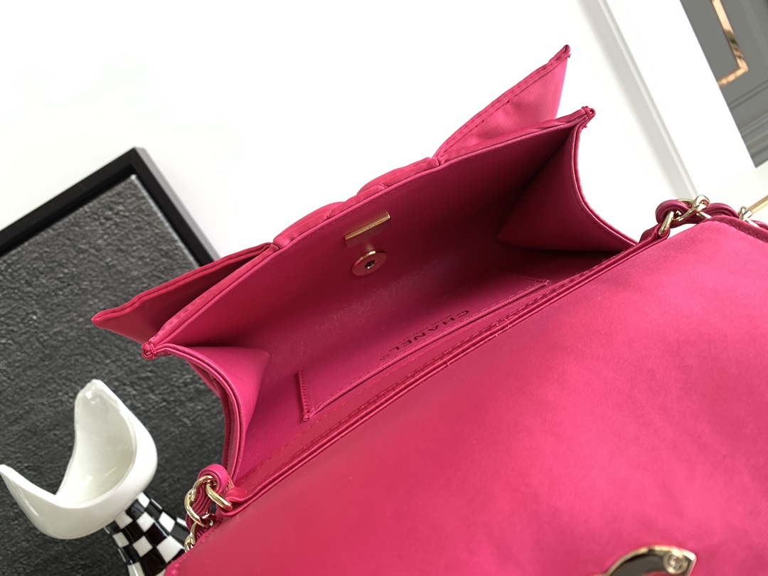 Chanel AS4098 23A Clutch satin bow evening bag Rose Red - Default Title - View 7