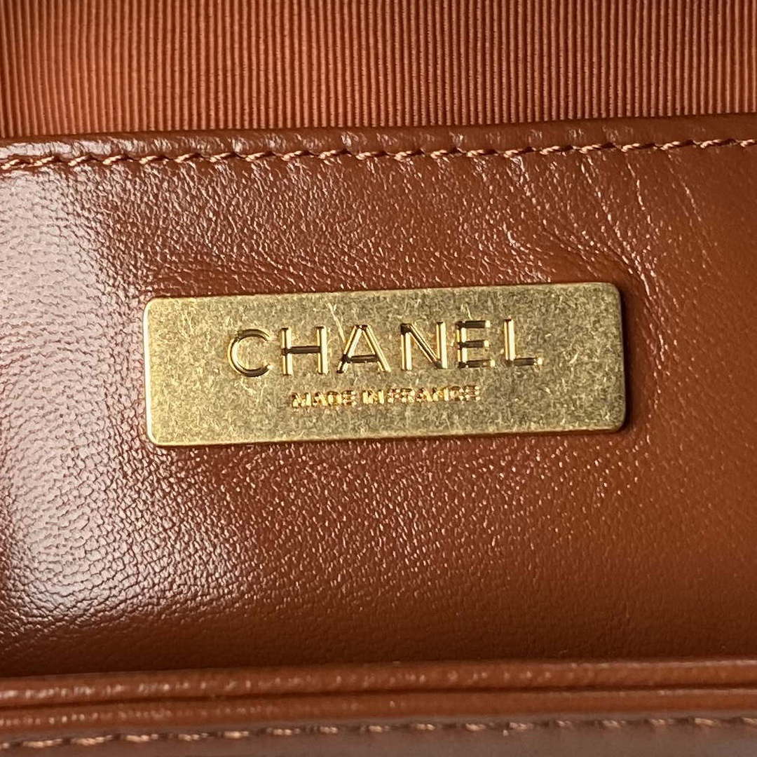 Chanel AS4109 Mini Flap bag With top handle Shiny Lambskin & Gold-Tone Metal Brown - Default Title - View 8