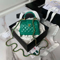 Chanel AS4109 Mini Flap bag With top handle Shiny Lambskin & Gold-Tone Metal Green - Default Title - View 1
