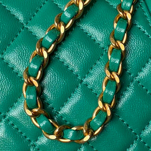 Chanel AS4109 Mini Flap bag With top handle Shiny Lambskin & Gold-Tone Metal Green - Default Title - View 4