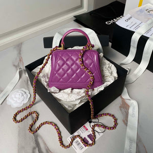 Chanel AS4109 Mini Flap bag With top handle Shiny Lambskin & Gold-Tone Metal Purple - Default Title - View 2