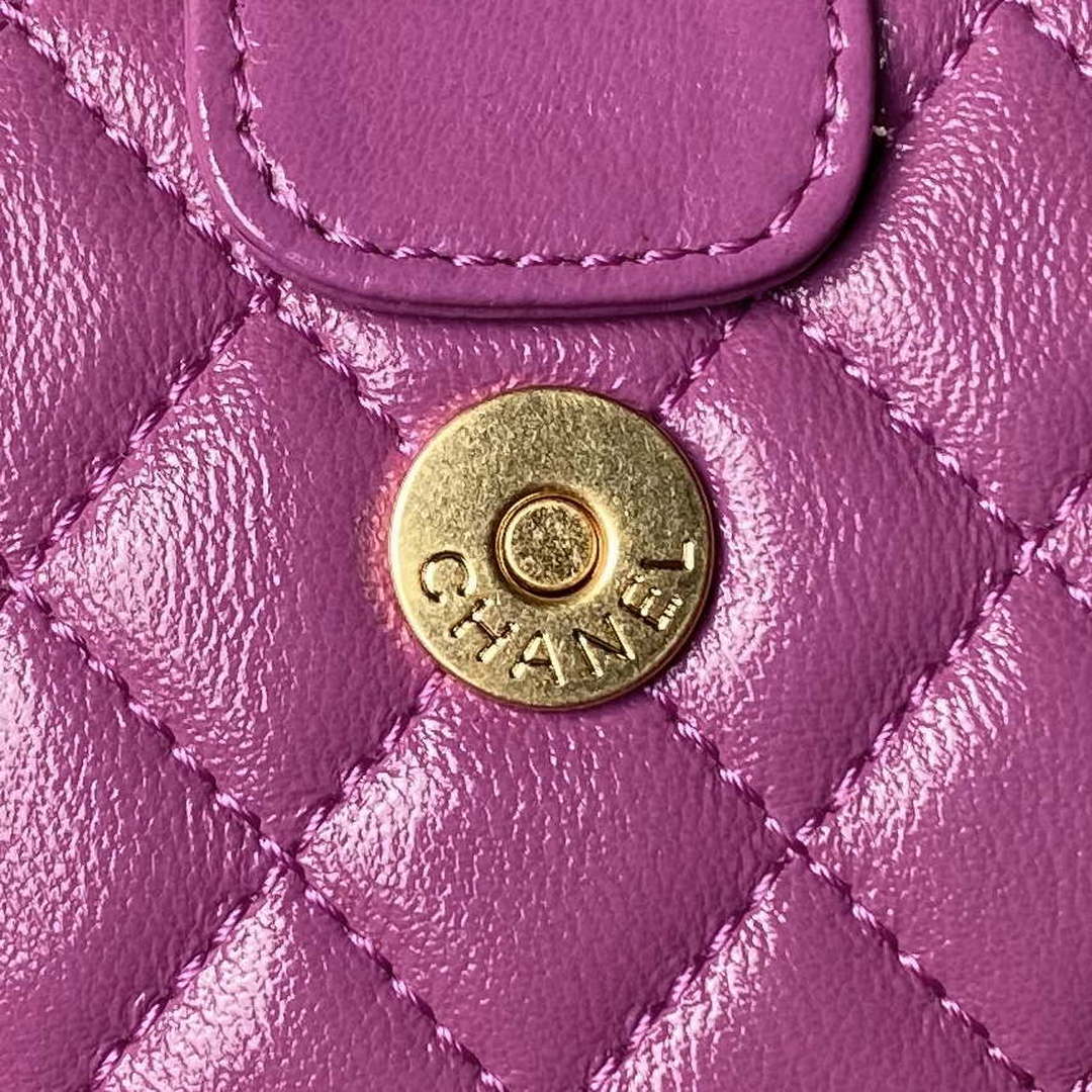 Chanel AS4109 Mini Flap bag With top handle Shiny Lambskin & Gold-Tone Metal Purple - Default Title - View 7