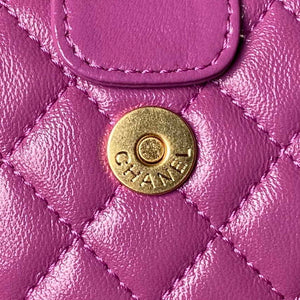 Chanel AS4109 Mini Flap bag With top handle Shiny Lambskin & Gold-Tone Metal Purple - Default Title - View 7