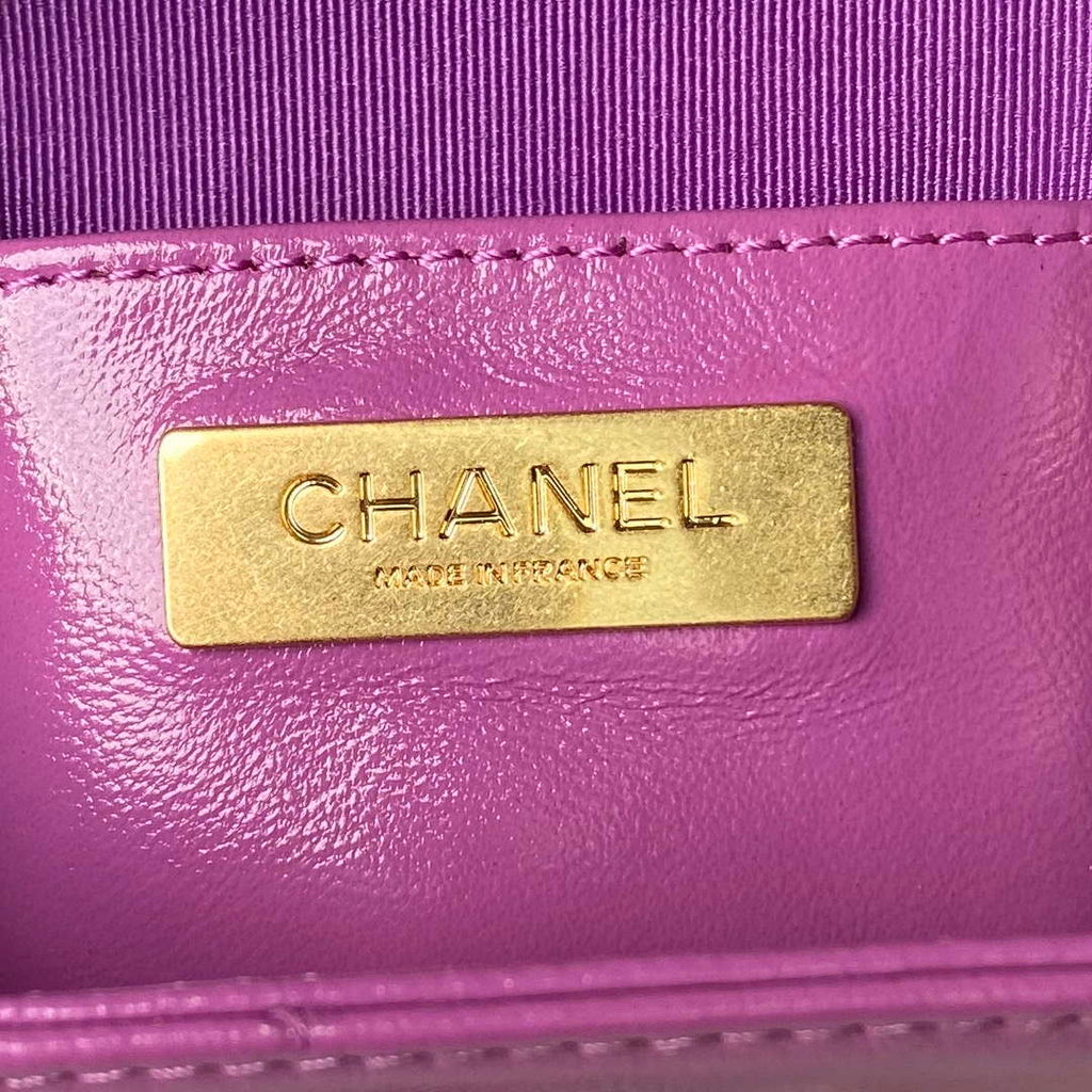 Chanel AS4109 Mini Flap bag With top handle Shiny Lambskin & Gold-Tone Metal Purple