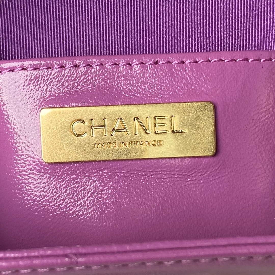 Chanel AS4109 Mini Flap bag With top handle Shiny Lambskin & Gold-Tone Metal Purple