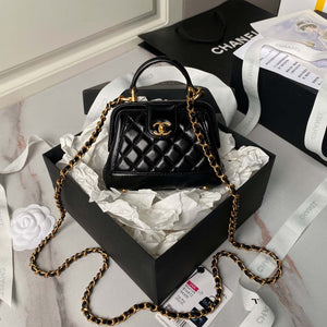 Chanel AS4109 Mini Flap bag With top handle Shiny Lambskin & Gold-Tone Metal Black - Default Title - View 1