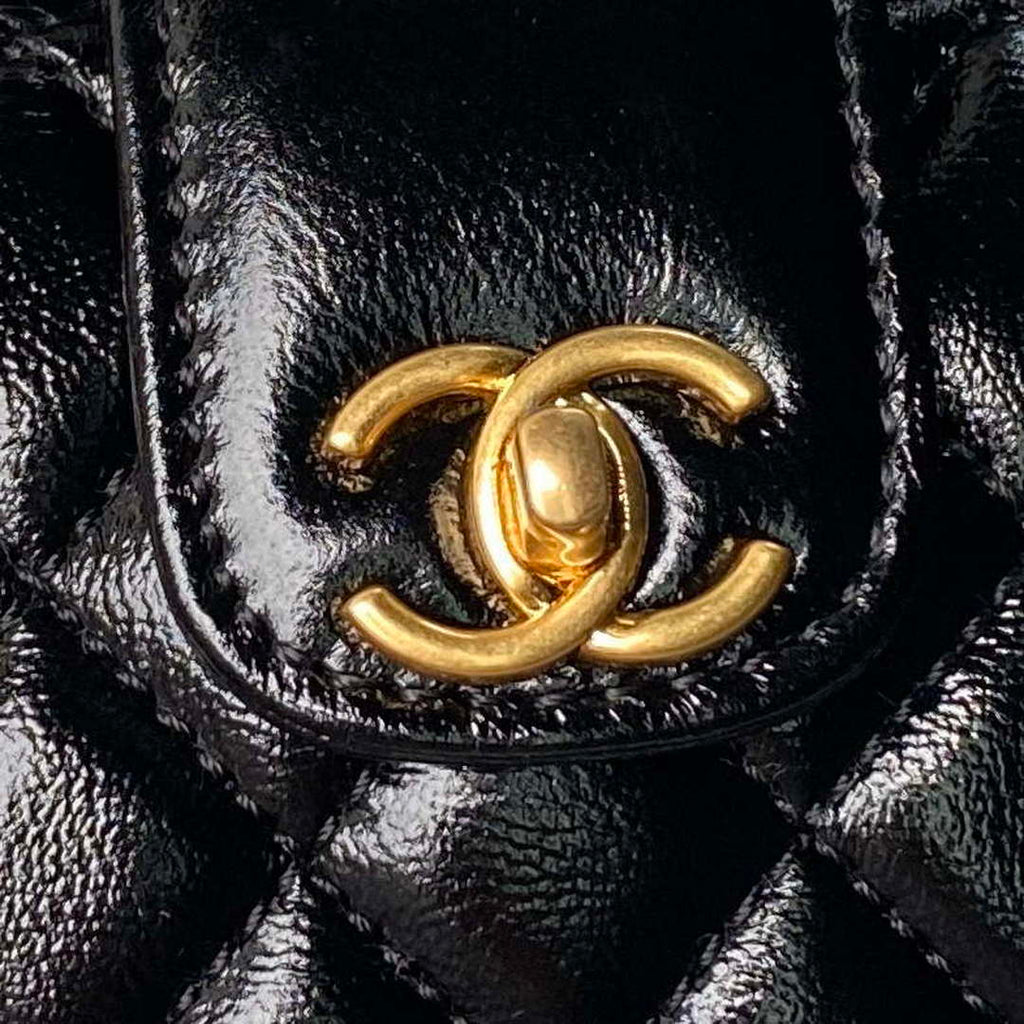 Chanel AS4109 Mini Flap bag With top handle Shiny Lambskin & Gold-Tone Metal Black