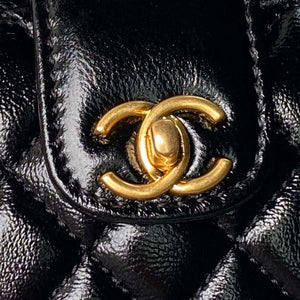 Chanel AS4109 Mini Flap bag With top handle Shiny Lambskin & Gold-Tone Metal Black - Default Title - View 3