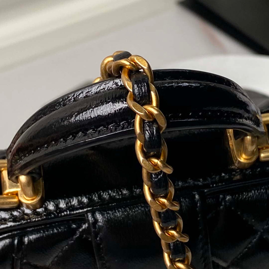 Chanel AS4109 Mini Flap bag With top handle Shiny Lambskin & Gold-Tone Metal Black
