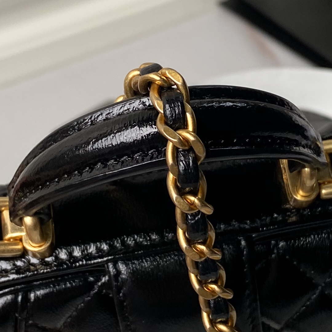 Chanel AS4109 Mini Flap bag With top handle Shiny Lambskin & Gold-Tone Metal Black