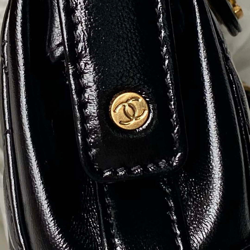 Chanel AS4109 Mini Flap bag With top handle Shiny Lambskin & Gold-Tone Metal Black