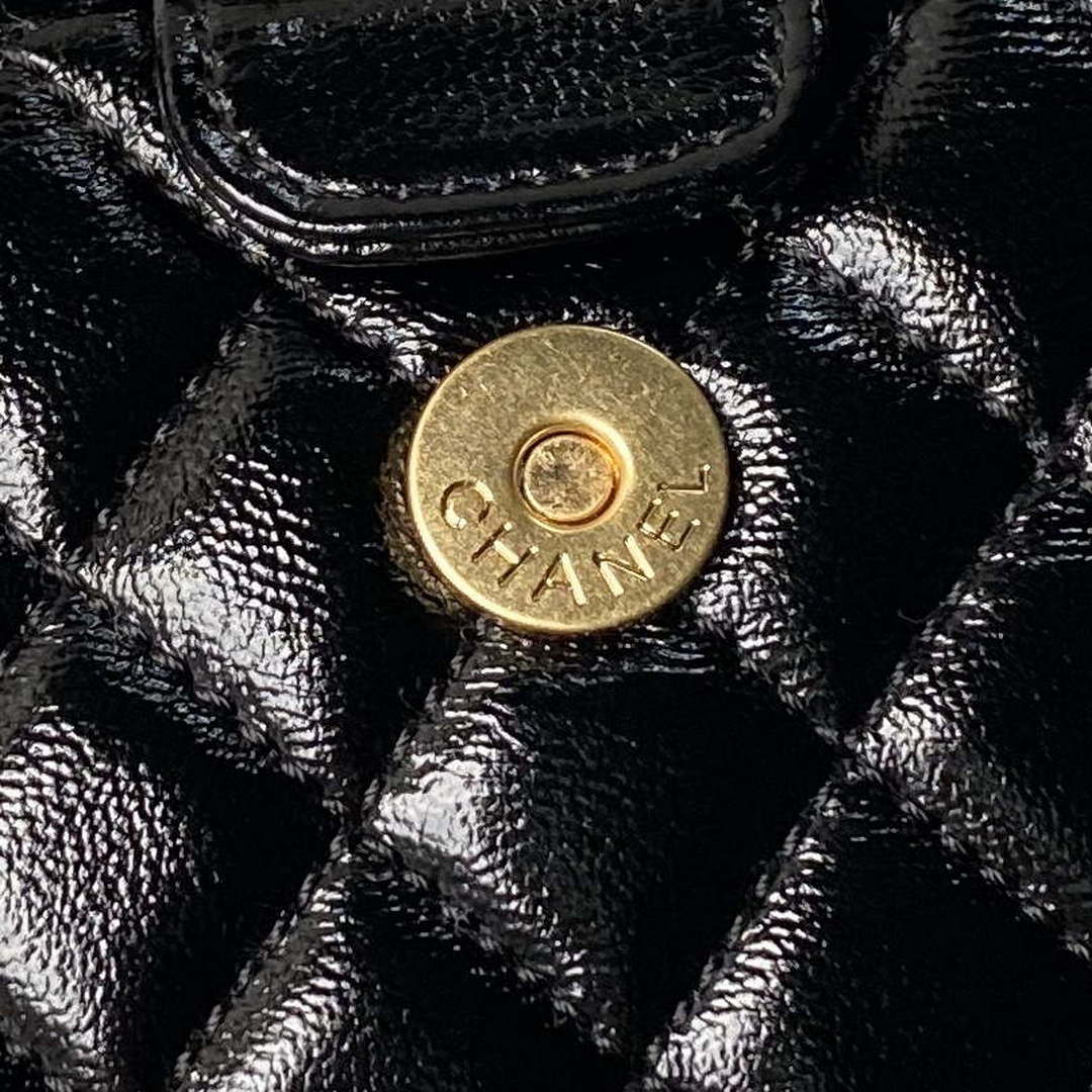 Chanel AS4109 Mini Flap bag With top handle Shiny Lambskin & Gold-Tone Metal Black - Default Title - View 7