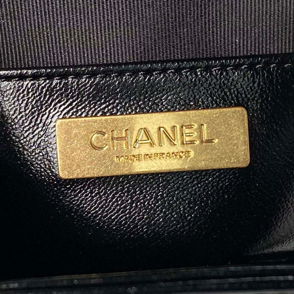 Chanel AS4109 Mini Flap bag With top handle Shiny Lambskin & Gold-Tone Metal Black