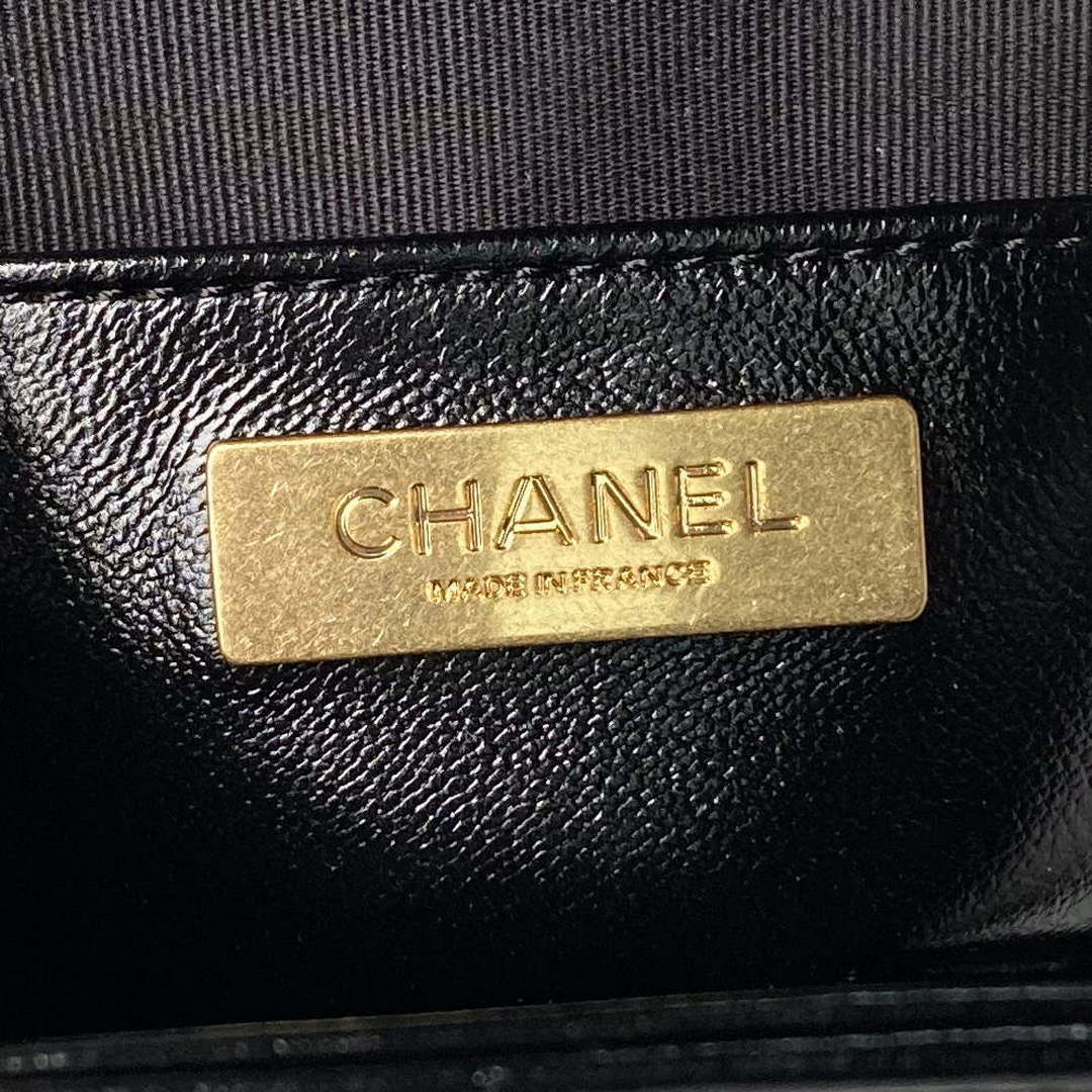 Chanel AS4109 Mini Flap bag With top handle Shiny Lambskin & Gold-Tone Metal Black - Default Title - View 9