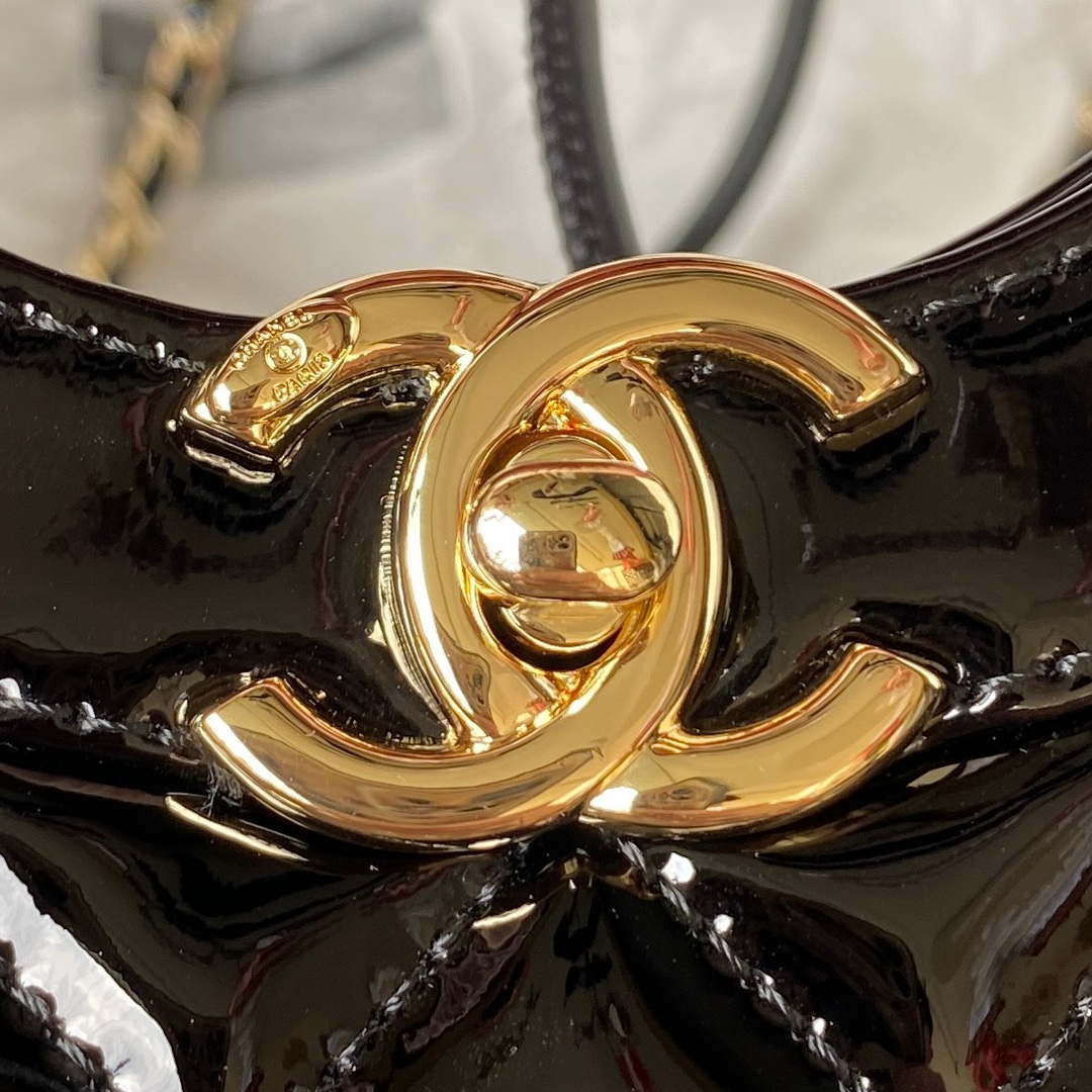 Chanel AS4133 mini Bi-color Chain patent leather Bag Black - Default Title - View 3