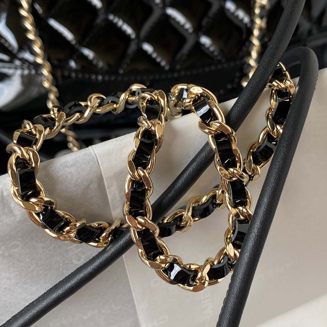 Chanel AS4133 mini Bi-color Chain patent leather Bag Black - Default Title - View 4