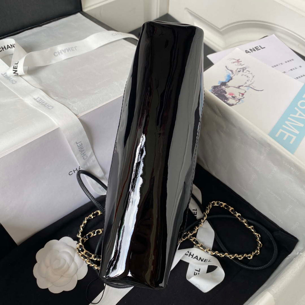 Chanel AS4133 mini Bi-color Chain patent leather Bag Black