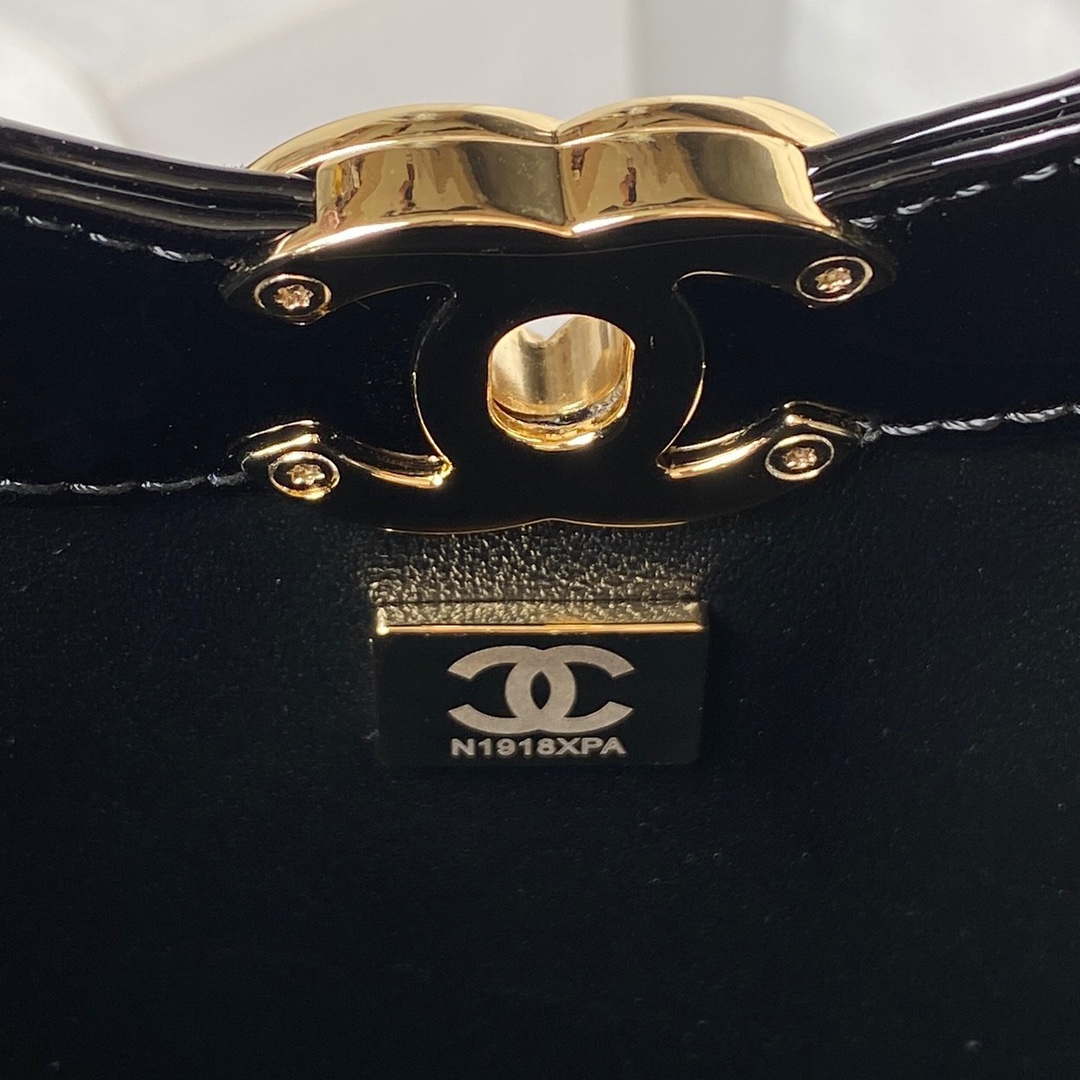 Chanel AS4133 mini Bi-color Chain patent leather Bag Black